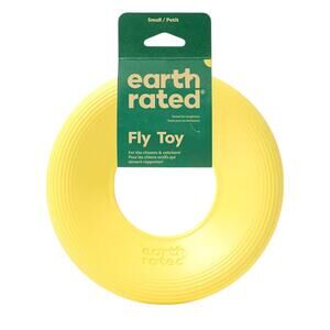Earth Rated Small Fly Disc Dog Toy Yellow Tough Chew Frisbee Floating Fetch Toss